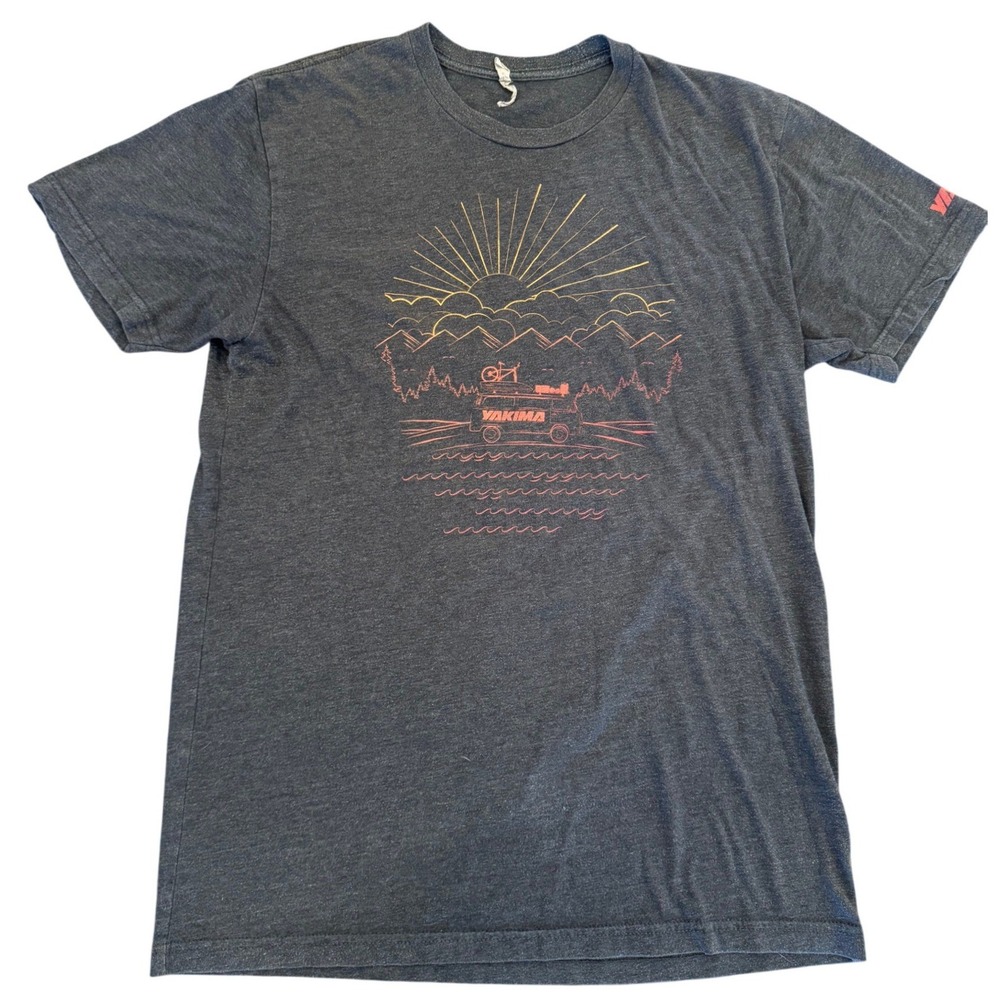 Yakima Graphic T-Shirt Mens Charcoal Grey Mountain Van Bike Rack Heather Tee